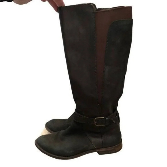 Lucky Brand Espresso Brown Ostrand Leather Riding Boots 8 - Picture 2 of 6